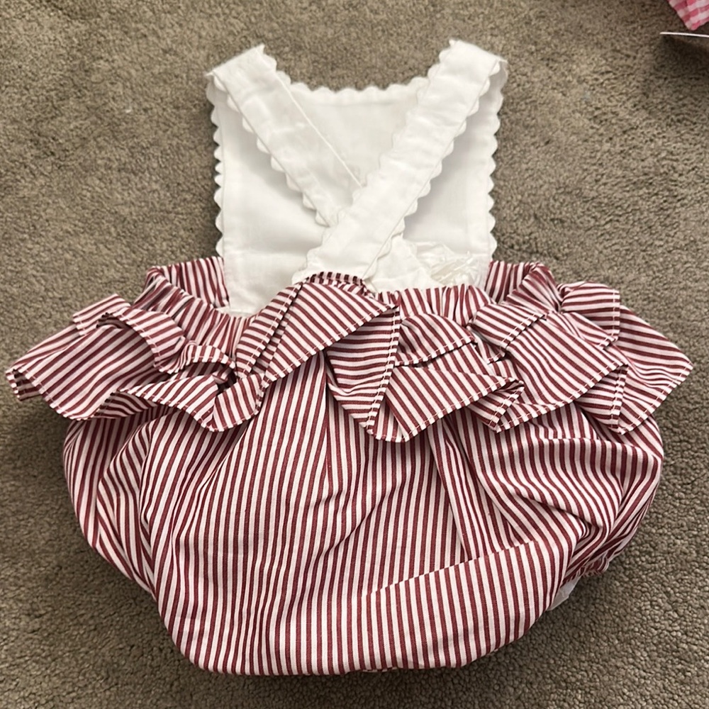 Edgehill Collection Red and White Striped Diaper Cover - Picture 4 of 4